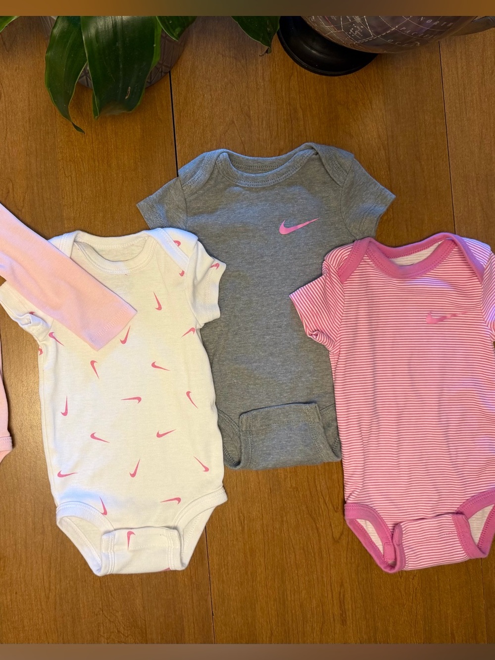 Nike Baby Girls Pink, White & Gray One-Piece Bodysuit Set/ Onesies